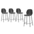 Set of 4 Bar Stools Kitchen Chairs High Back Leather Grey