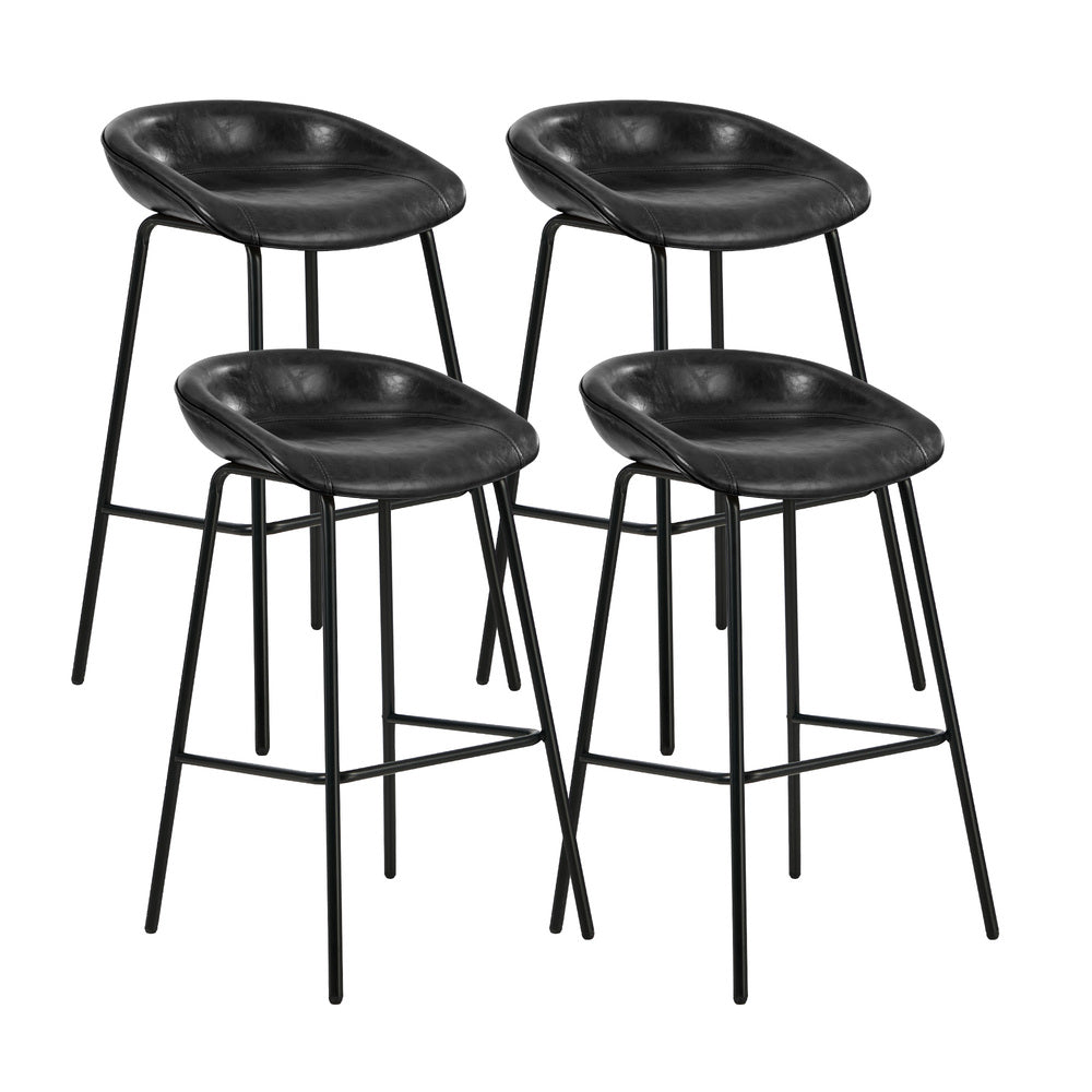 4X Bar Stools Dining Chairs Counter Stool PU Leather Black