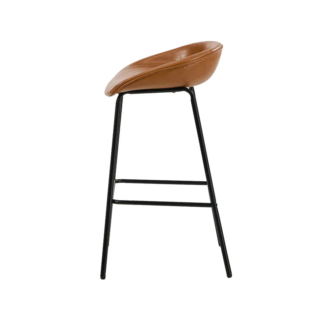 2X Bar Stools Dining Chairs Counter Stool PU Leather Brown