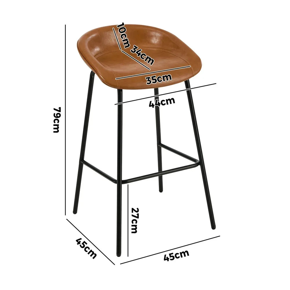 2X Bar Stools Dining Chairs Counter Stool PU Leather Brown