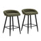 2PCS Bar Stools Boucle Fabric Green and Black