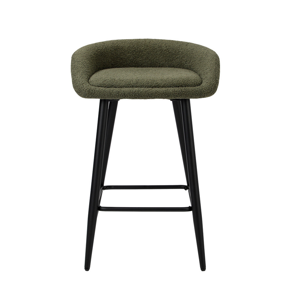 4PCS Bar Stools Boucle Fabric Green and Black