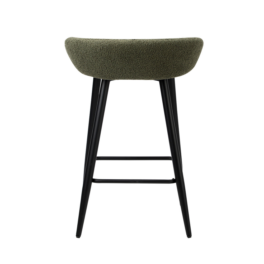 4PCS Bar Stools Boucle Fabric Green and Black