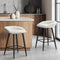 Boucle Bar Stools Set of 2 – 59cm, Padded Seat, Steel Frame, White/Black