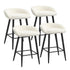 4PCS Bar Stools Boucle Fabric White and Black
