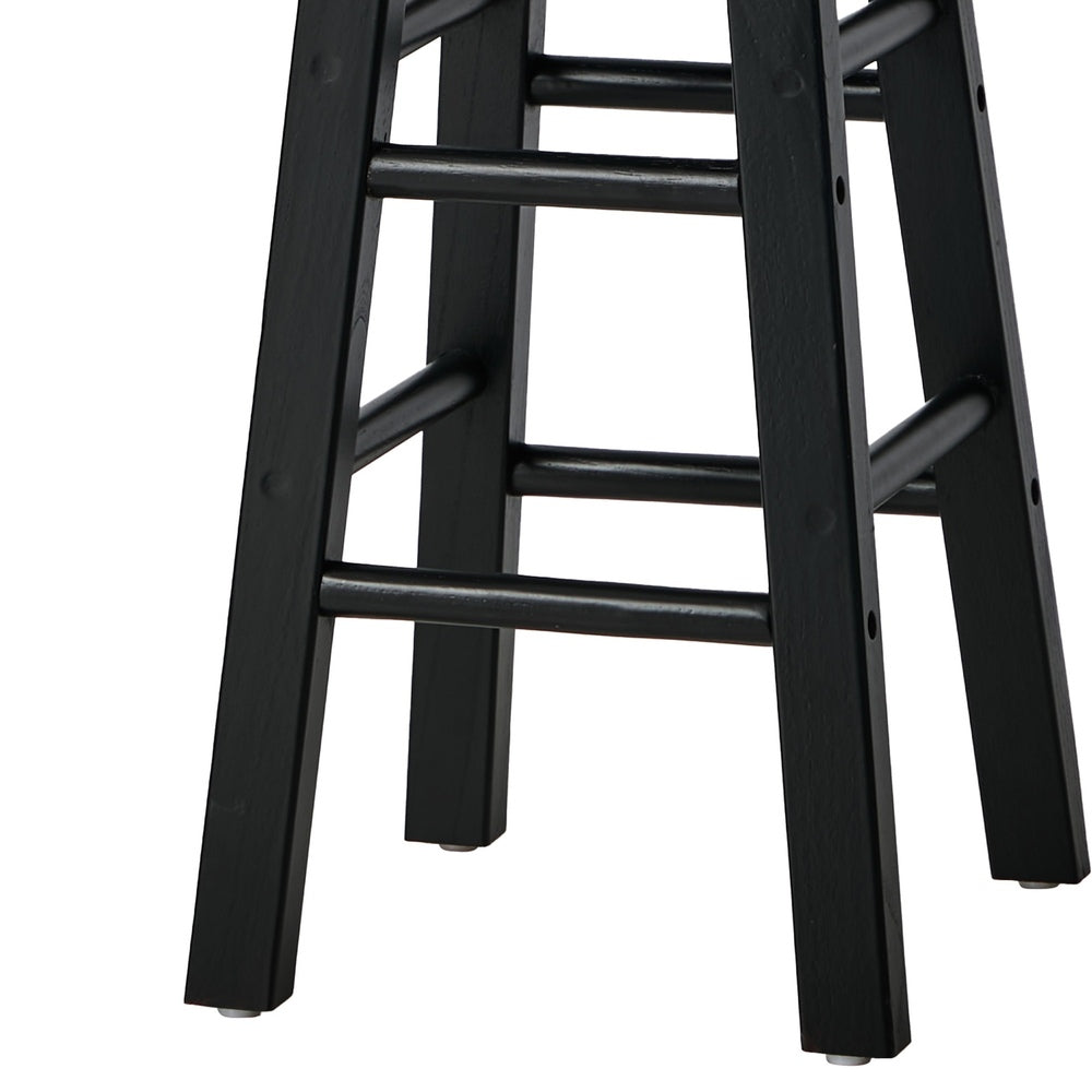 Oikiture 2x Kitchen Counter Round Bar Stool Chairs Footrest Black