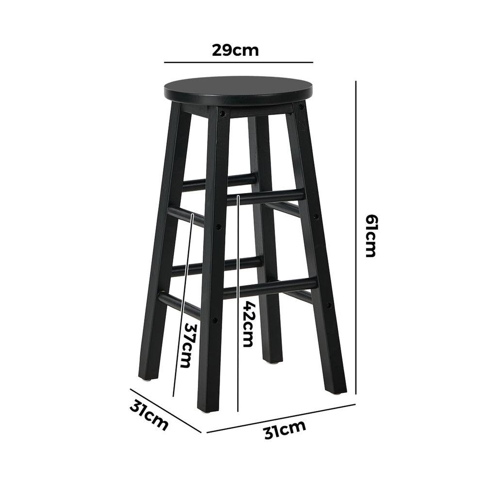 Oikiture 2x Kitchen Counter Round Bar Stool Chairs Footrest Black