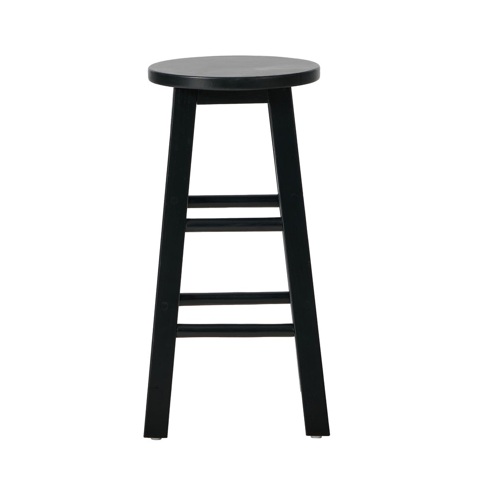 Oikiture 2x Kitchen Counter Round Bar Stool Chairs Footrest Black