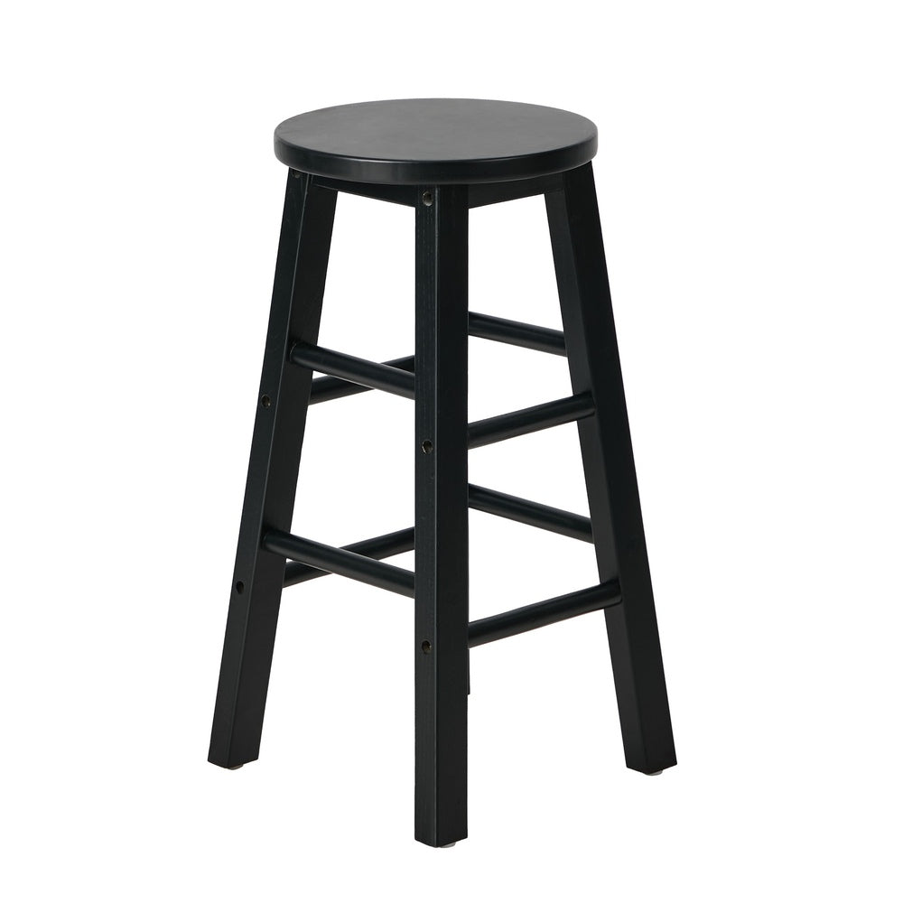 Oikiture 2x Kitchen Counter Round Bar Stool Chairs Footrest Black