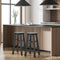 Oikiture 2x Kitchen Counter Round Bar Stool Chairs Footrest Black