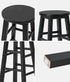 Oikiture 2x Kitchen Counter Round Bar Stool Chairs Footrest Black