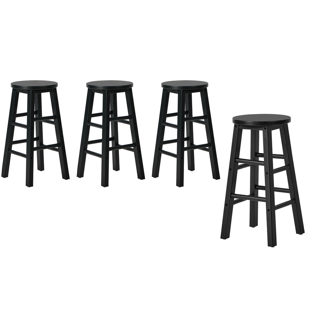 Oikiture 4x Bar Stool Kitchen Counter Round Chair Footrest Black