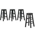 Oikiture 4x Bar Stool Kitchen Counter Round Chair Footrest Black