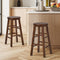 Oikiture 2x Kitchen Counter Round Bar Stool Chairs Footrest Walnut