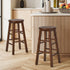Oikiture 2x Kitchen Counter Round Bar Stool Chairs Footrest Walnut