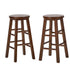 Oikiture 2x Kitchen Counter Round Bar Stool Chairs Footrest Walnut