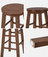 Oikiture 2x Kitchen Counter Round Bar Stool Chairs Footrest Walnut