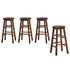 Oikiture 4x Bar Stool Kitchen Counter Round Chair Footrest Walnut