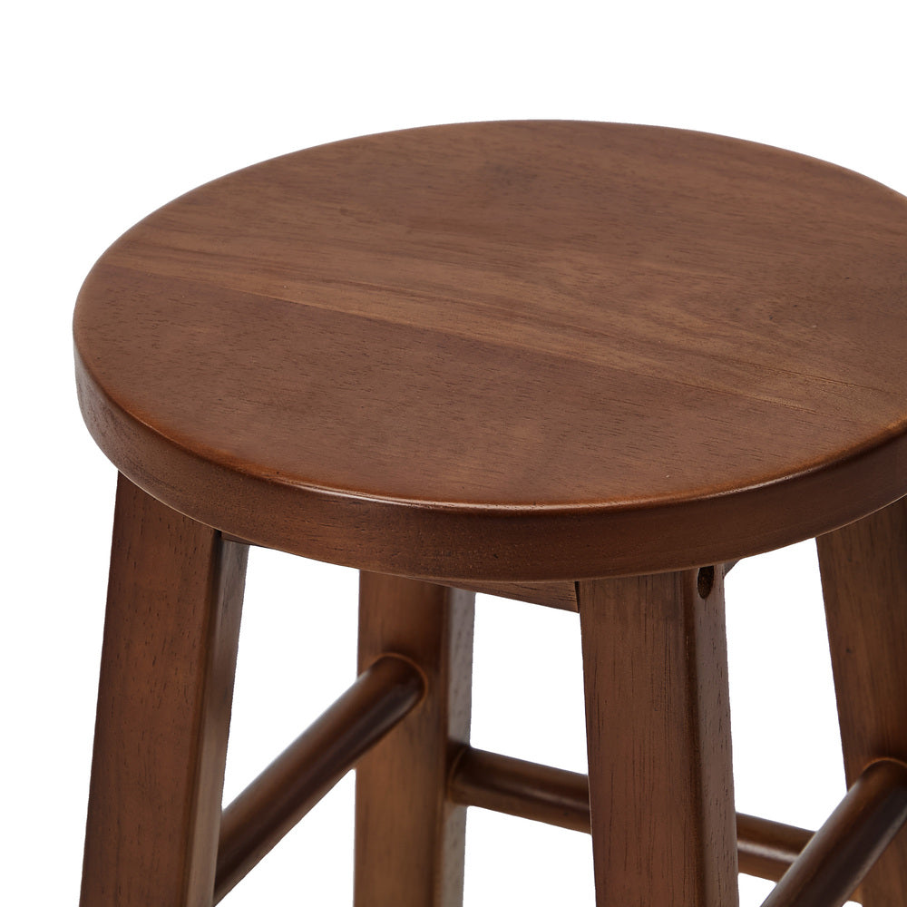 Oikiture 4x Bar Stool Kitchen Counter Round Chair Footrest Walnut