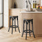 Oikiture 2pc Wooden Rattan Bar Stools Counter Height Dining Chairs Black