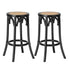 Wooden Bar Stool 2pc Rattan Dining Chair Black