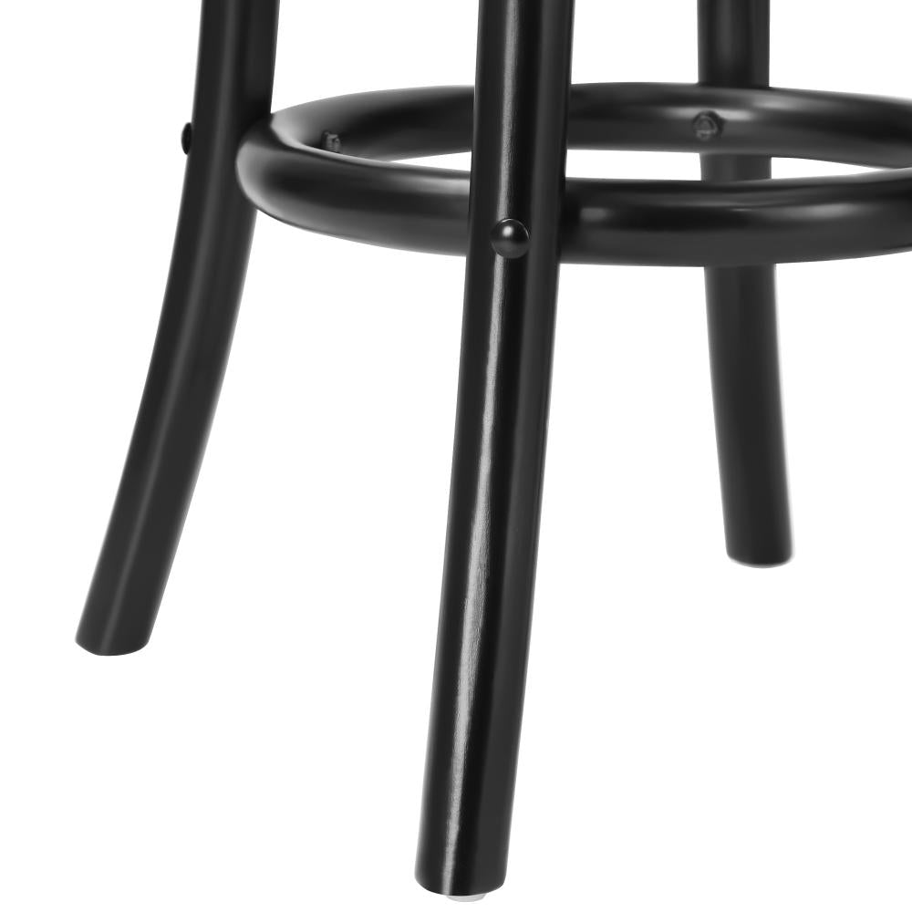 Wooden Bar Stool 2pc Rattan Dining Chair Black