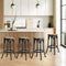 Oikiture 4x Rattan Bar Stools 65cm Counter Height Dining Chairs Black