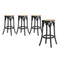 4x Bar Stools Dining Chair Rattan Seat Black