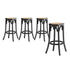 4x Bar Stools Dining Chair Rattan Seat Black