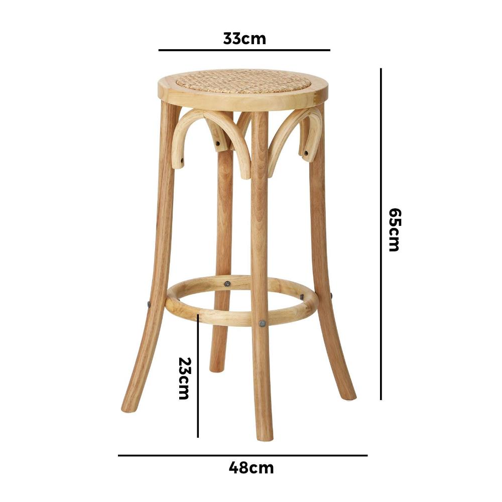 Wooden Bar Stool 2pc Rattan Dining Chair Wood