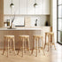 Oikiture 4x Bar Stools Dining Chair Rattan Seat Natural