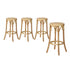 Oikiture 4x Bar Stools Dining Chair Rattan Seat Natural