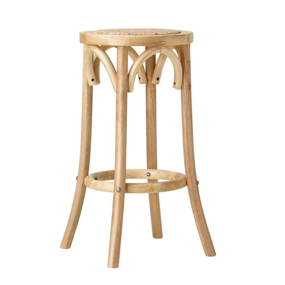 4x Bar Stools Dining Chair Rattan Seat Natural