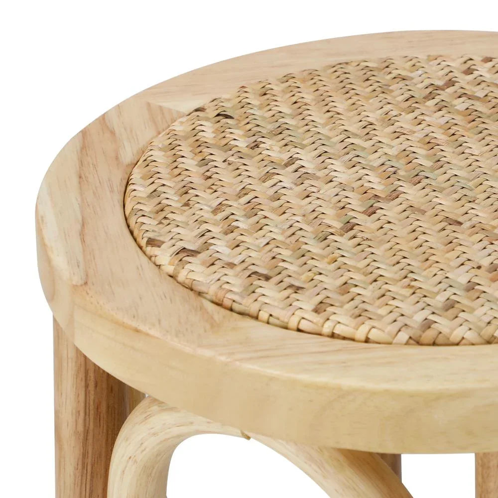 4x Bar Stools Dining Chair Rattan Seat Natural