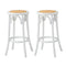 2x Bar Stools Dining Chair Rattan Seat White