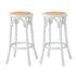 2x Bar Stools Dining Chair Rattan Seat White