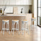 Oikiture Set of 4 Rattan Bar Stools 65cm Wooden Counter Stools White
