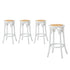 Set of 4 Bar Stools Vintage Rattan Seat White