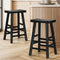 Oikiture Set of 2 Elm Wood Bar Stools Black Counter Height Chairs