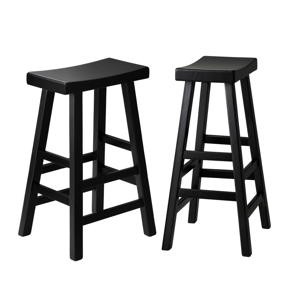 2X Bar Stools Wooden Counter Chairs Black