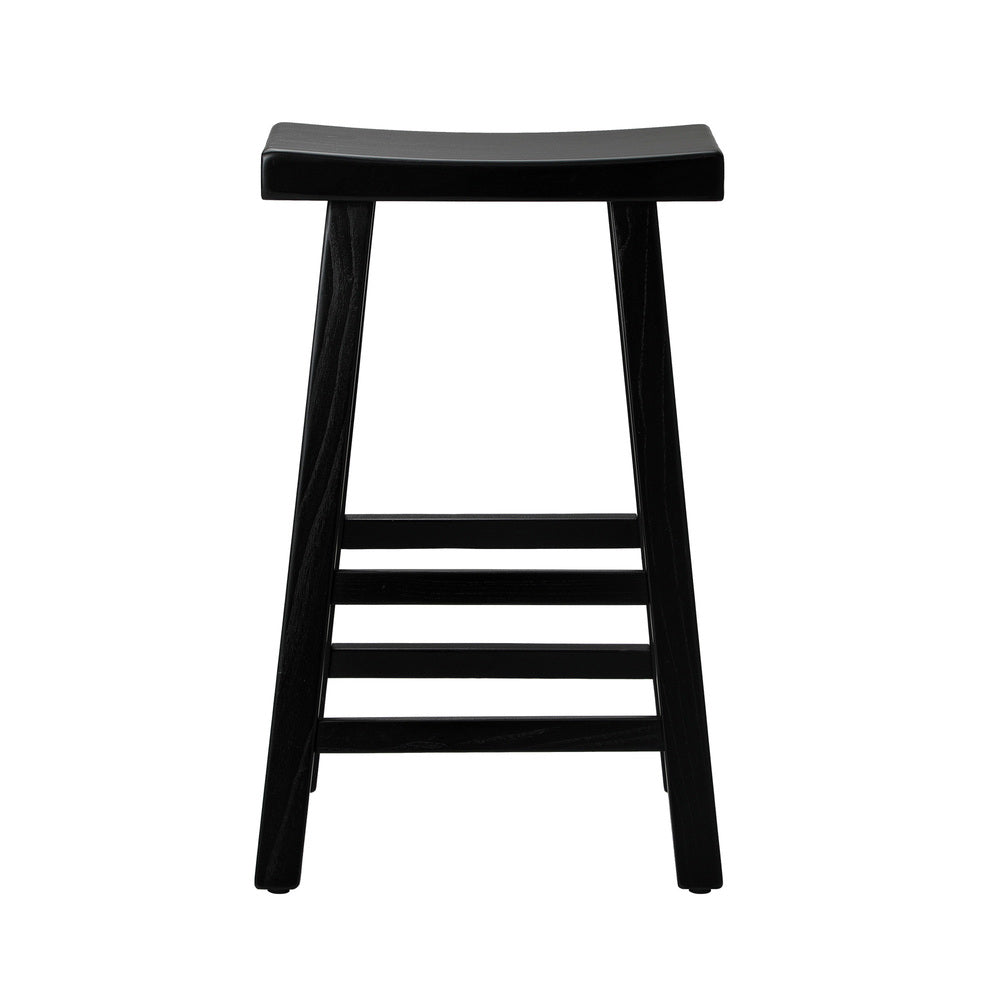 2X Bar Stools Wooden Counter Chairs Black