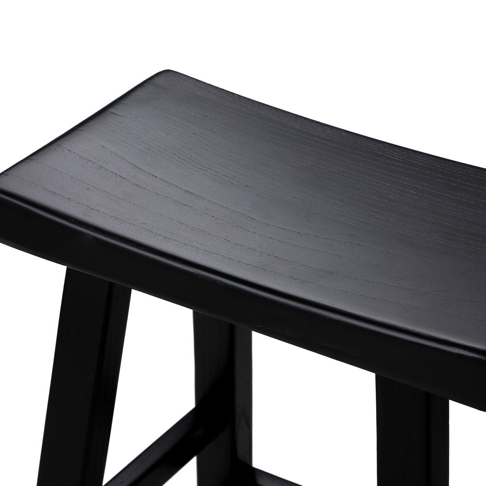 2X Bar Stools Wooden Counter Chairs Black