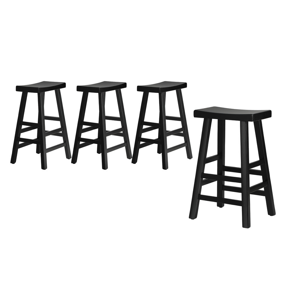 4X Bar Stools Wooden Counter Chairs Black