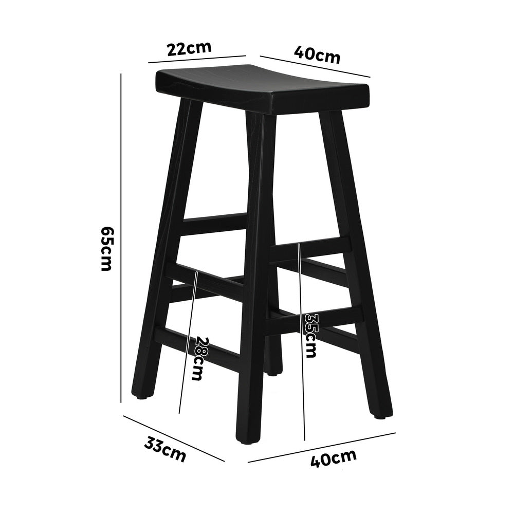 4X Bar Stools Wooden Counter Chairs Black