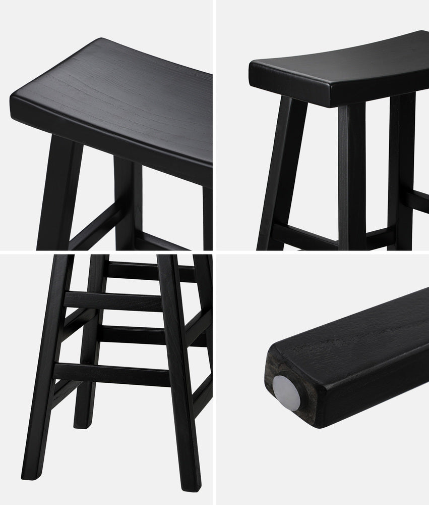 4X Bar Stools Wooden Counter Chairs Black