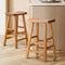 Oikiture 2x Elm Wood Bar Stools Natural Counter Height Chairs