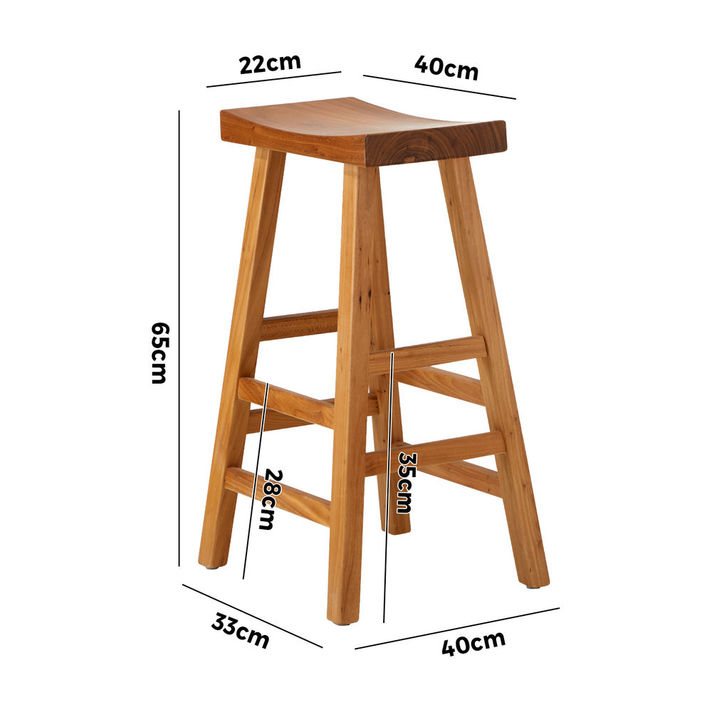 Set of 4 Bar Stools Wooden Counter Chairs Natural