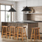 Oikiture Set of 4 Elm Wood Bar Stools Natural Counter Height Chairs