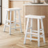 Elm Wood Bar Stools – Set of 2, Solid Timber, Curved Seat, 2‑Tier Footrest, White