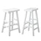 Elm Wood Bar Stools – Set of 2, Solid Timber, Curved Seat, 2‑Tier Footrest, White